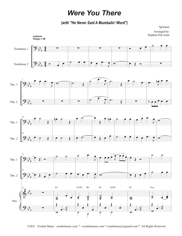 Were You There (with "He Never Said A Mumbalin' Word") (Trombone Duet) (arr. Stephen DeCesare)