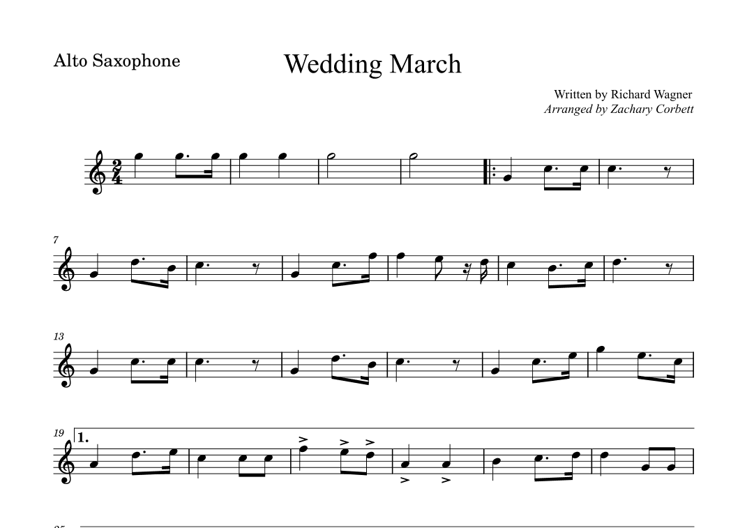 Wedding March (arr. Zachary Corbett)