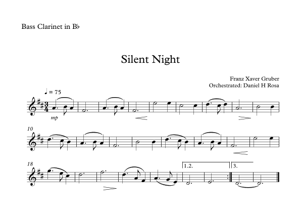 Silent Night - Christmas Carol - Bb Clarinet (arr. Daniel H Rosa)