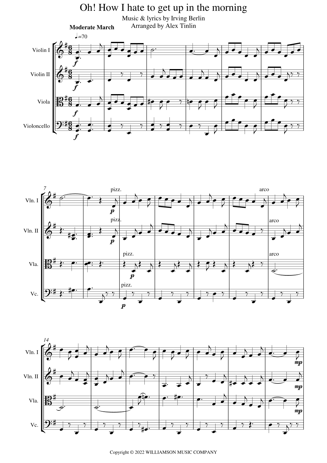 Oh, How I Hate To Get Up In The Morning (arr. Alex Tinlin)