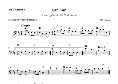 Can Can - J. Offenbach - Trombone solo (with chords) (arr. Marival Moreira)