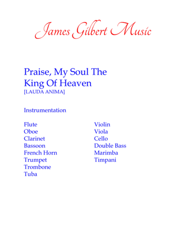 Praise, My Soul, The King Of Heaven (arr. James Gilbert)