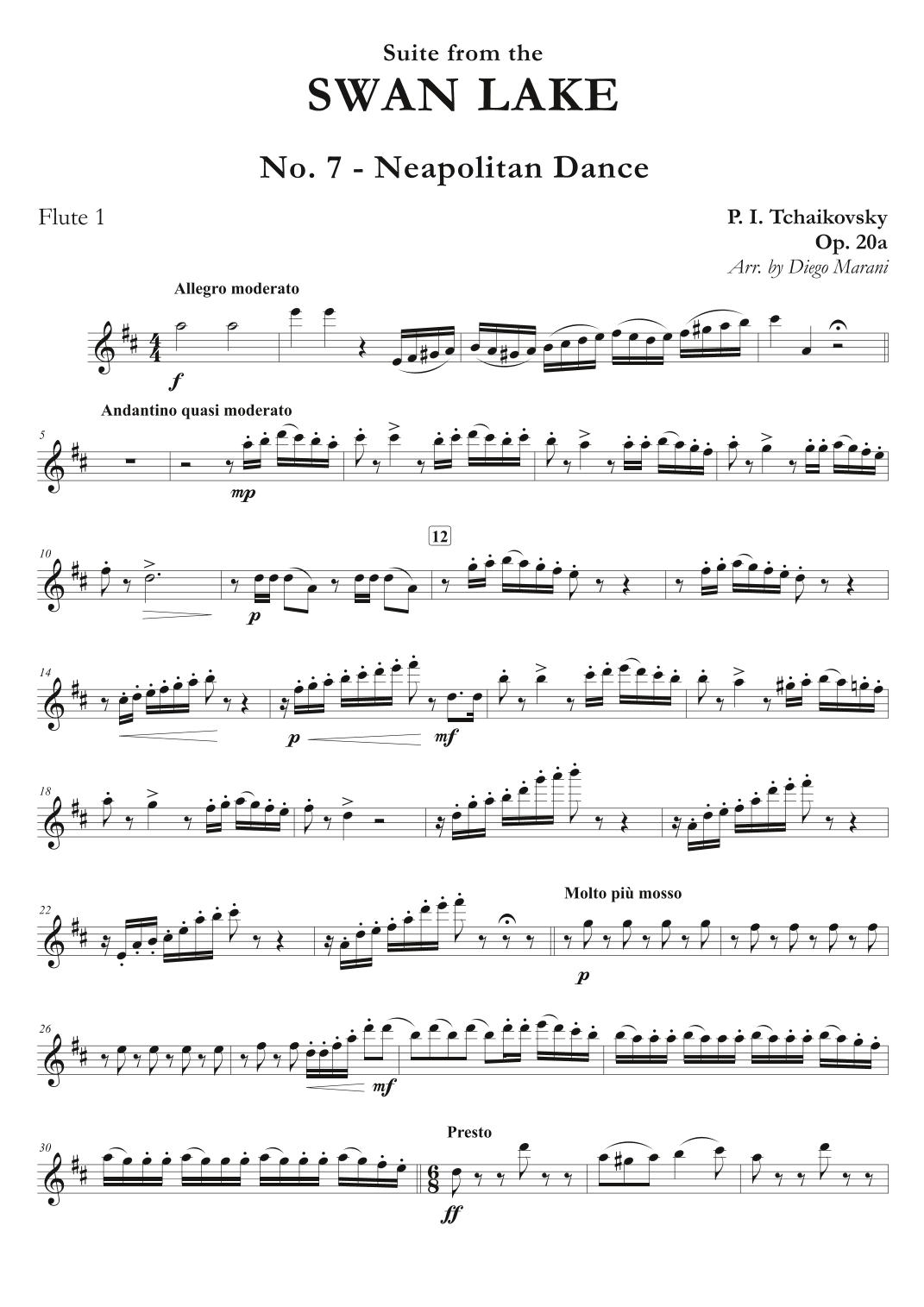 "Neapolitan Dance" from Swan Lake Suite for Flute Quartet (arr. Diego Marani)