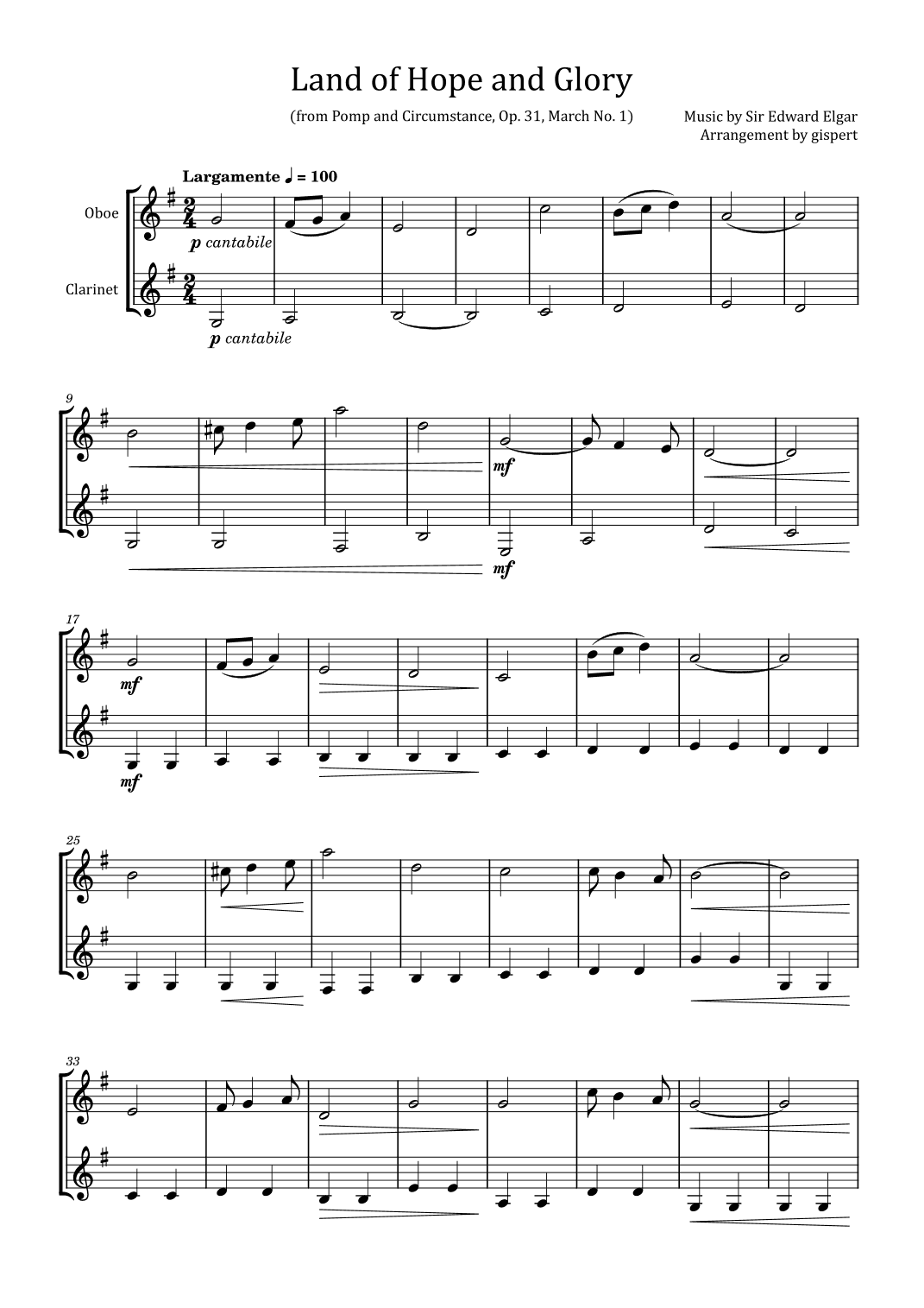 Land of Hope and Glory (from Pomp and Circumstance, Op. 31, March No. 1) (arr. Gispert)