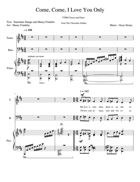 Come, Come, I Love You Only (arr. Maury Franklin)