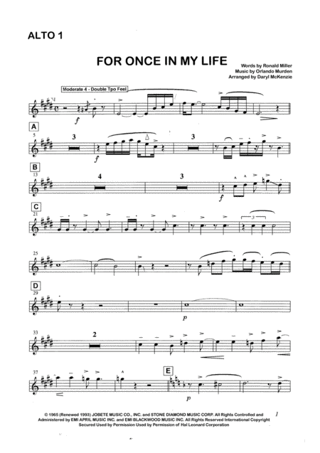 For Once In My Life (arr. Daryl McKenzie)