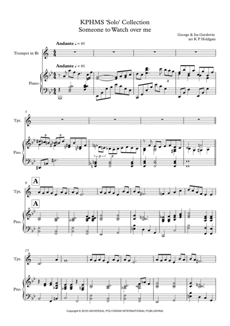 Someone To Watch Over Me (arr. Kevin P Holdgate)