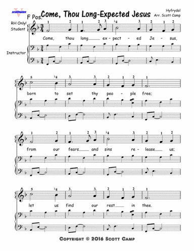 Come Thou Long Expected Jesus (First Year Piano Students) (arr. Scott Camp)