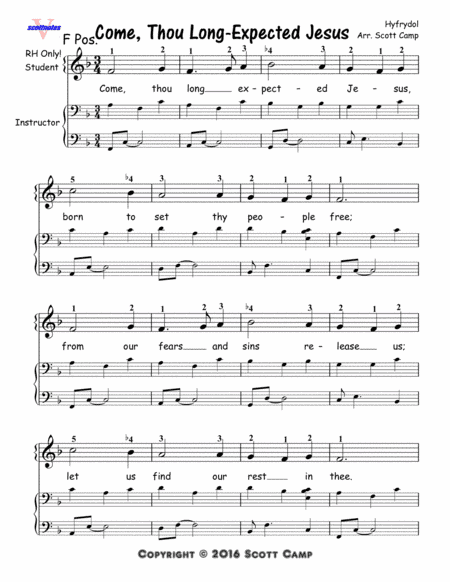 Come Thou Long Expected Jesus (First Year Piano Students) (arr. Scott Camp)