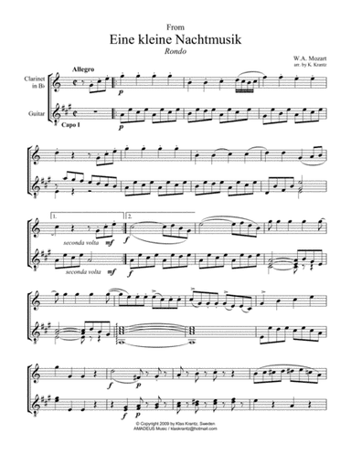 Rondo from Eine kleine Nachtmusik for clarinet and guitar (arr. K. Krantz)