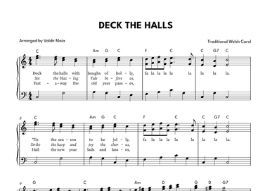 Deck The Halls - Piano in C Major (Chords and Lyrics) (arr. Valdir Maia)
