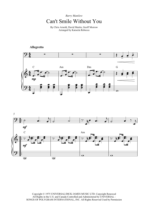 Can't Smile Without You (arr. Kaiserin Rebecca)