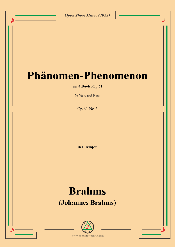 Brahms-Phänomen-Phenomenon,Op.61 No.3,in C Major (arr. OSM Press)