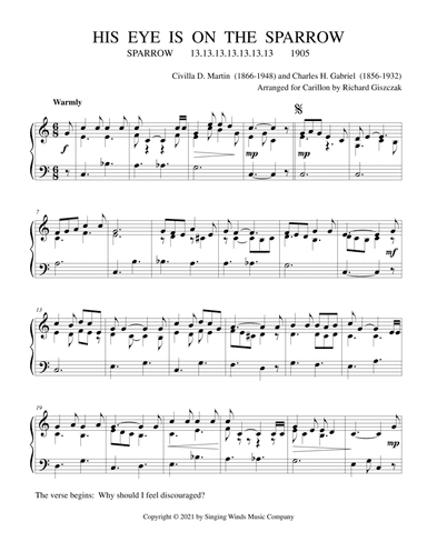 His Eye Is on the Sparrow (SPARROW) (arr. Richard Giszczak)