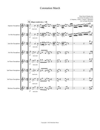 Coronation March (Db) (Saxophone Octet - 1 Sop, 3 Alto, 3 Tenor, 1 Bari) (arr. Regis Bookshar)