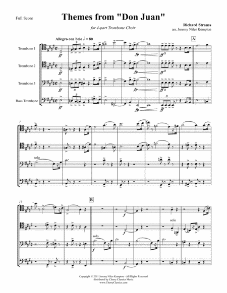 Themes from Don Juan for 4-part Trombone Choir (arr. Kempton, Jeremy)