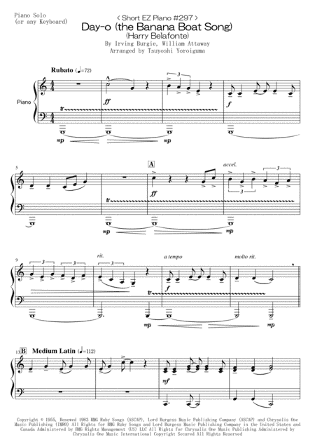 Day-o (the Banana Boat Song) (arr. Tsuyoshi Yoroiguma)