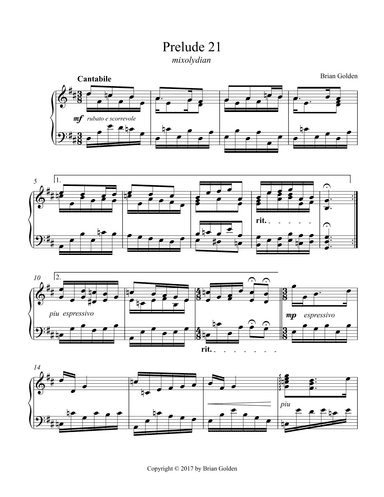 Prelude 21 in D Major Mixolydian