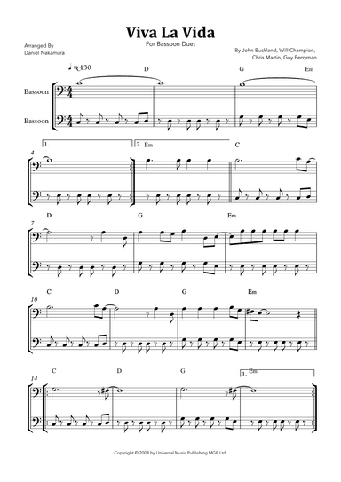 Viva La Vida (arr. Daniel Nakamura)