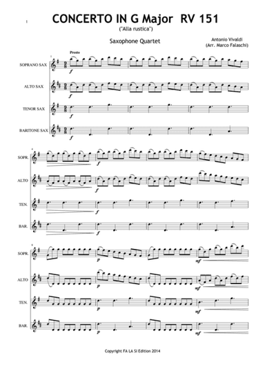 Concerto in G Major RV 151 "alla rustica" (arr. Marco Falaschi)