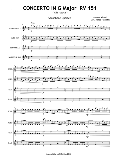 Concerto in G Major RV 151 "alla rustica" (arr. Marco Falaschi)