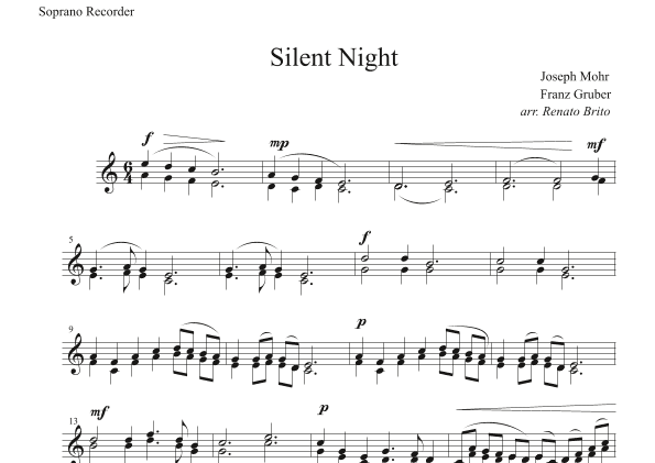 Silent Night - For Small Orquestra (arr. Renato Brito - Soprano Recorder part) (arr. Renato Brito)