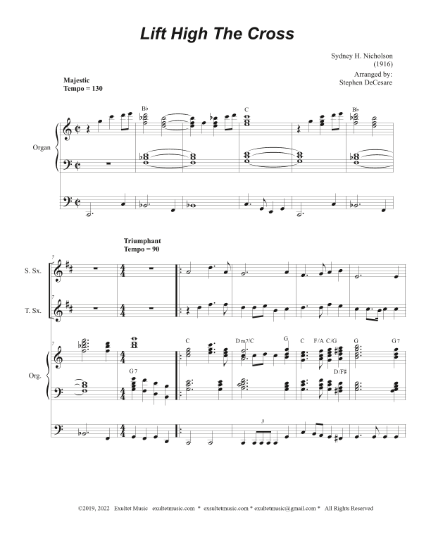 Lift High The Cross (Duet for Soprano & Tenor Saxophone) (arr. Stephen DeCesare)