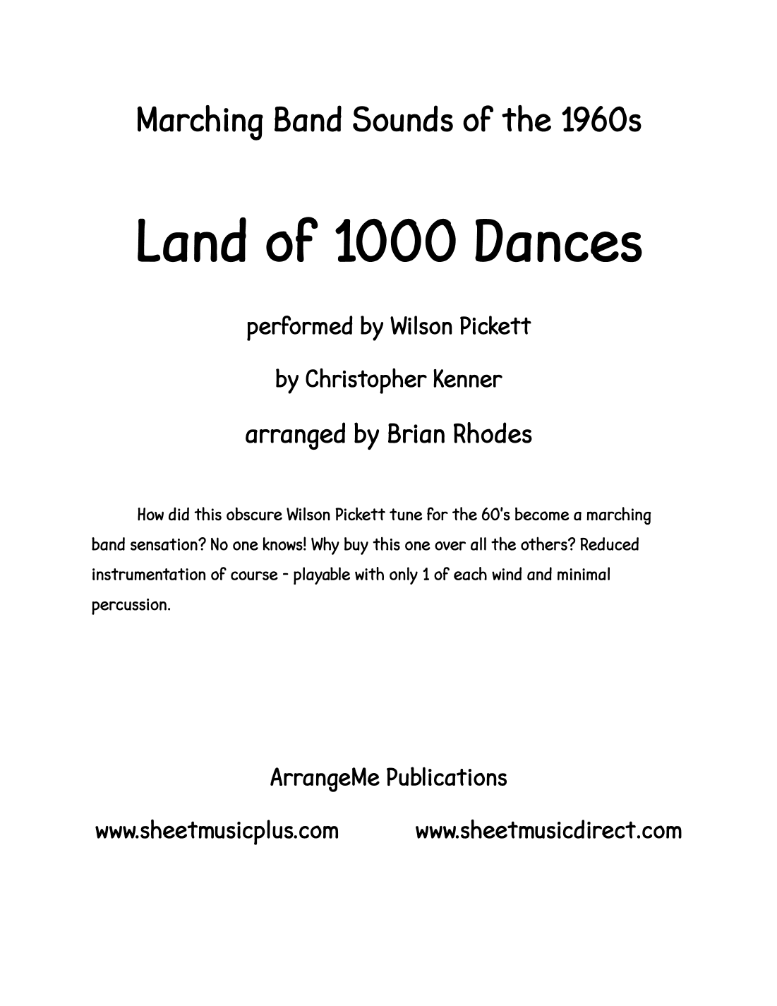 Land Of 1000 Dances (arr. Brian Rhodes)
