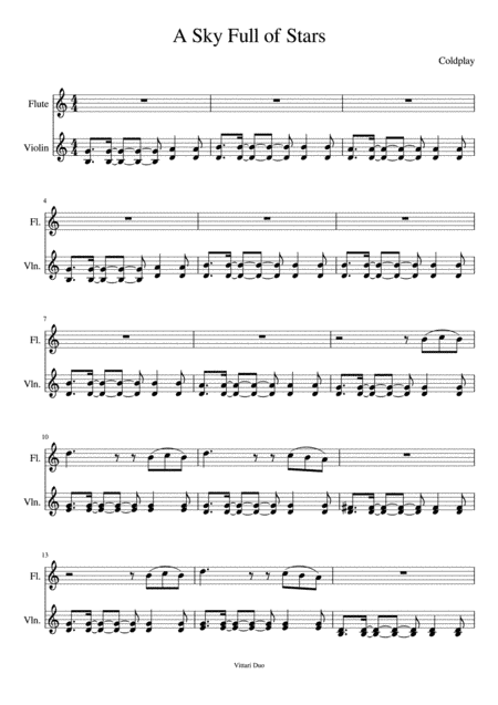 A Sky Full Of Stars (arr. Vittari Duo, Nia Squirrell)