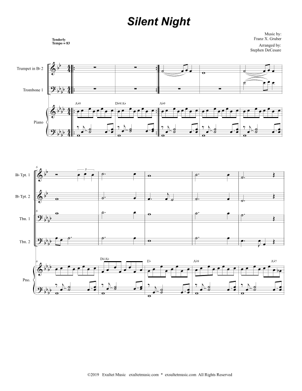 Silent Night (Brass Quartet and Piano - Alternate Version) (arr. Stephen DeCesare)