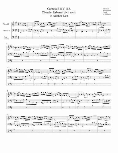 Chorale: Erbarm' dich mein in solcher Last from Cantata BWV 113 (arrangement for organ) (arr. Gil Garty)