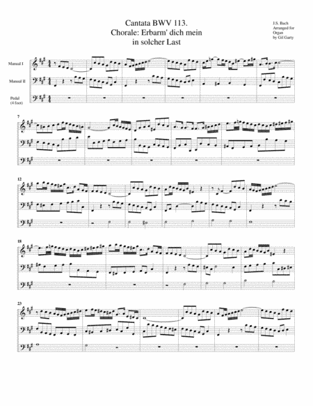 Chorale: Erbarm' dich mein in solcher Last from Cantata BWV 113 (arrangement for organ) (arr. Gil Garty)