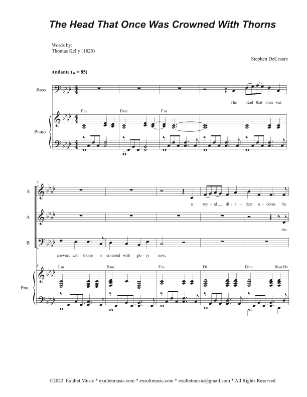 The Head That Once Was Crowned With Thorns (Vocal Trio - (SAB)