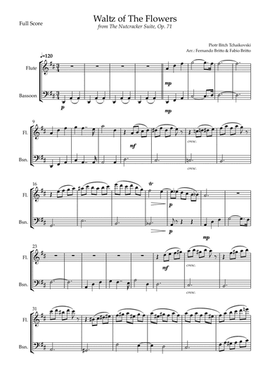 Waltz of The Flowers - from Nutcracker (P. I. Tchaikovsky) for Flute & Bassoon Duo (arr. Fernando Britto, Fabio Britto)