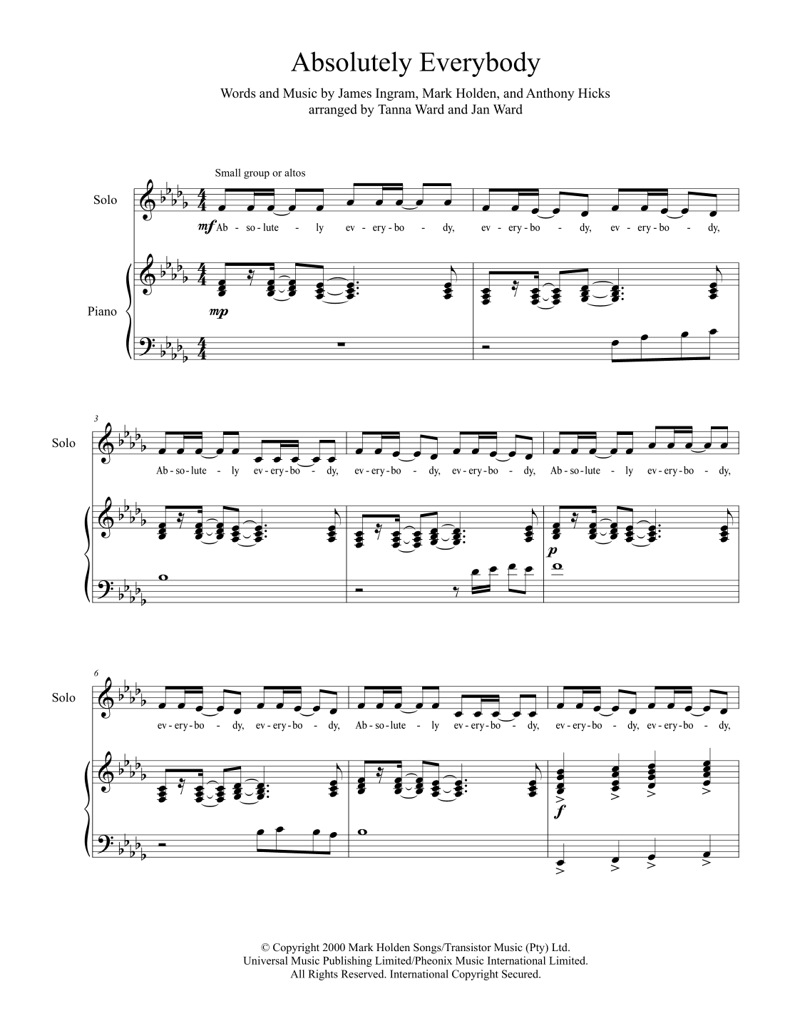 Absolutely Everybody (arr. Tanna Ward and Jan Ward)