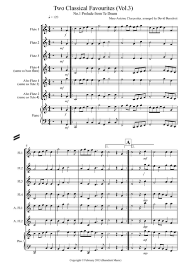 2 Classical Favourites for Flute Quartet (volume three) (arr. David Burndrett)