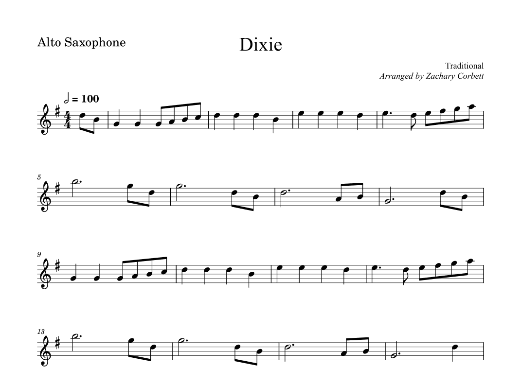 Dixie (arr. Zachary Corbett)