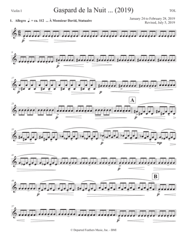 Gaspard de la Nuit (2019) violin 1 part