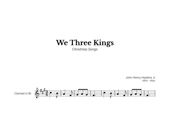 We Three Kings for Easy Clarinet Solo (arr. Marcos Soares)