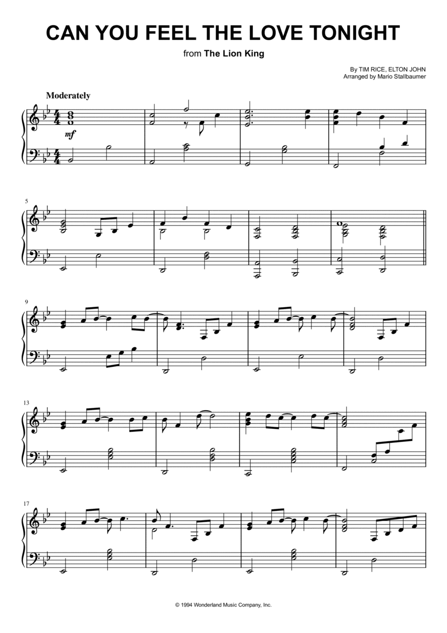 Can You Feel The Love Tonight (arr. Mario Stallbaumer)