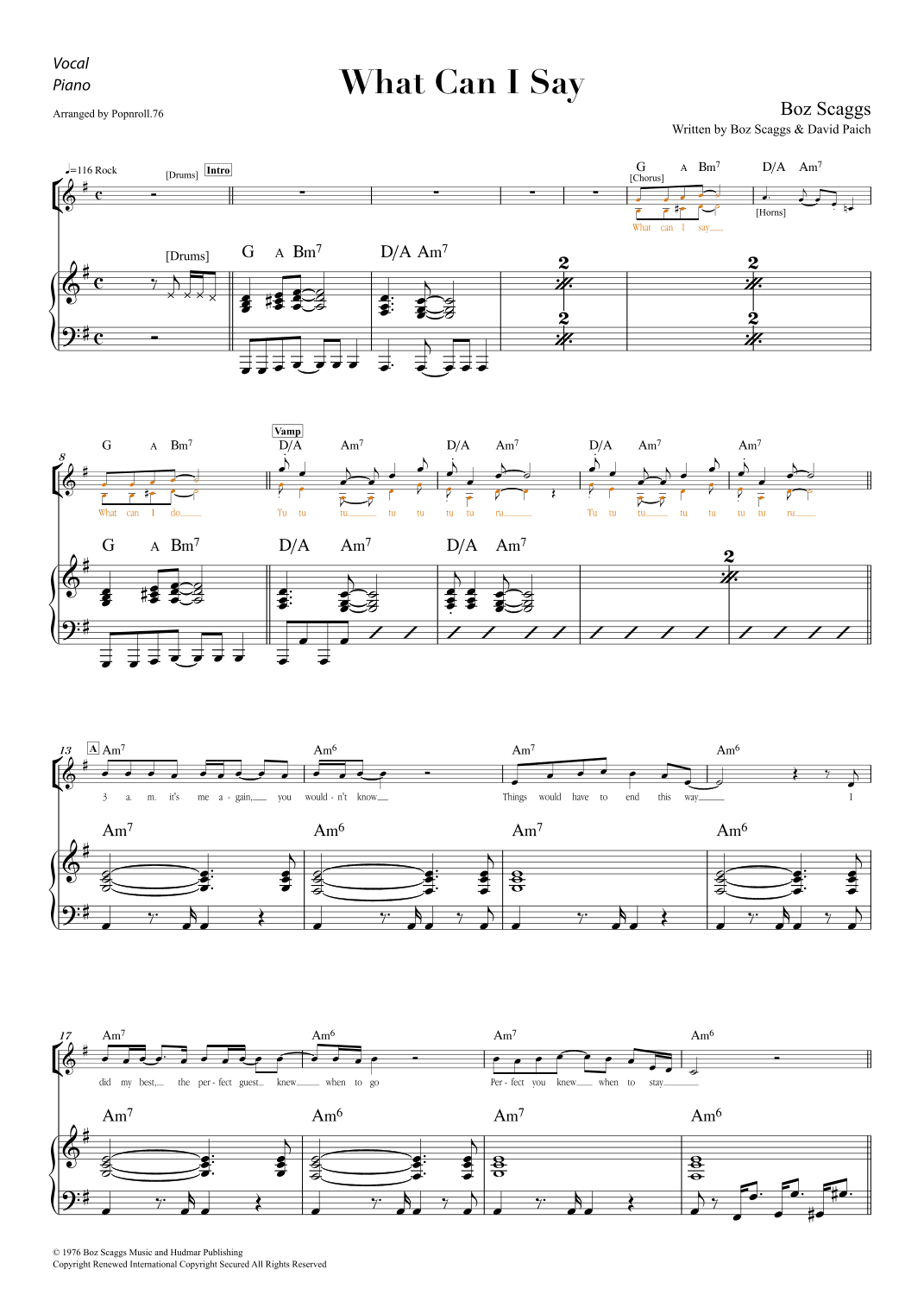 What Can I Say (arr. Popsroll 1976)