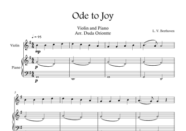 Ode the Joy ( Violin - Piano -  Beethoven Symphony No. 9 ) BEGINNER (arr. Duda Oriontte)