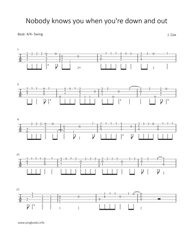 Nobody knows you when you‘re down and out (arr. Bettina Schipp)