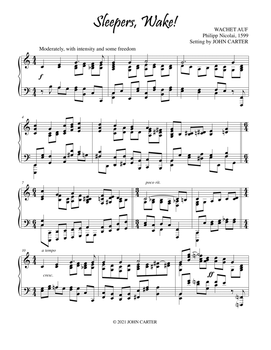 Sleepers, Wake! (arr. John Carter)