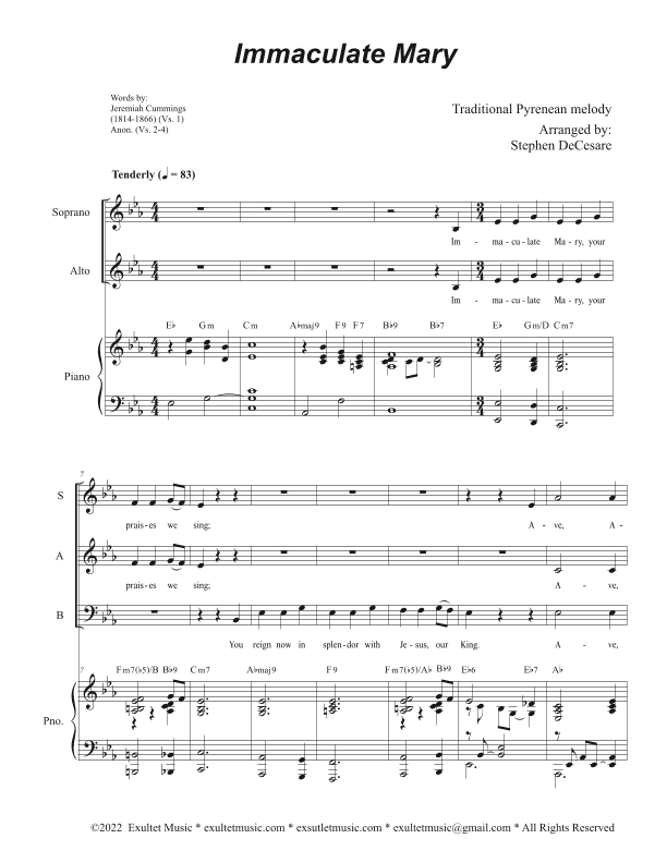 Immaculate Mary (Vocal Trio - (SAB) (arr. Stephen DeCesare)