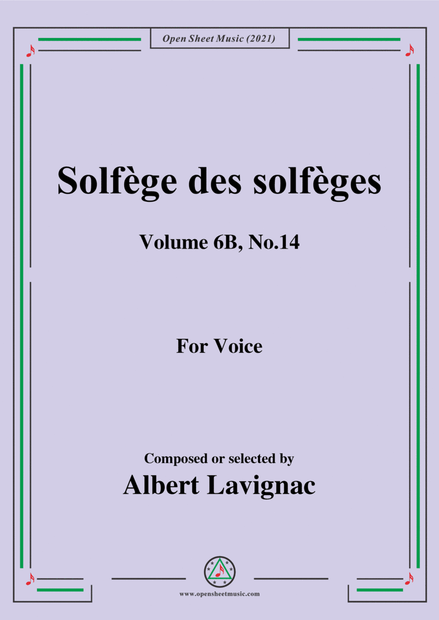 Lavignac-Solfege des solfeges,Volume 6B No.14,for Voice (arr. Open Cloud)