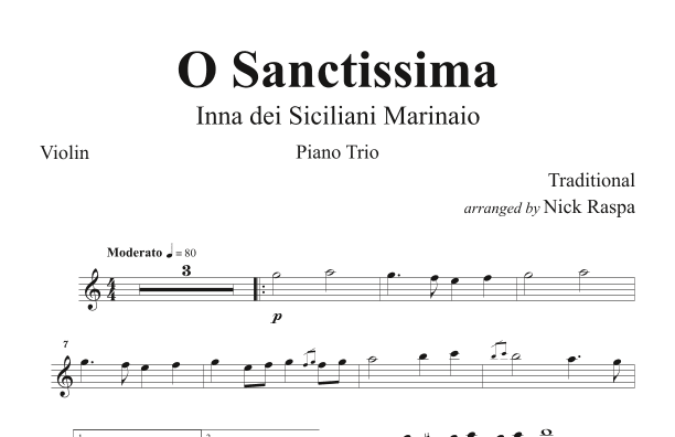 O Sanctissima (Piano Trio) Violin part (arr. Nick Raspa)