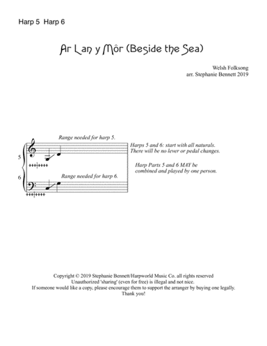 Ar Lan y Môr (Beside the Sea) HARP 5-6 for ensemble (arr. Stephanie Bennett)