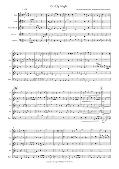 O Holy Night for Wind Quintet (arr. David Burndrett)