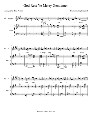 God Rest Ye Merry Gentlemen--trumpet solo (arr. Beka Wilson)